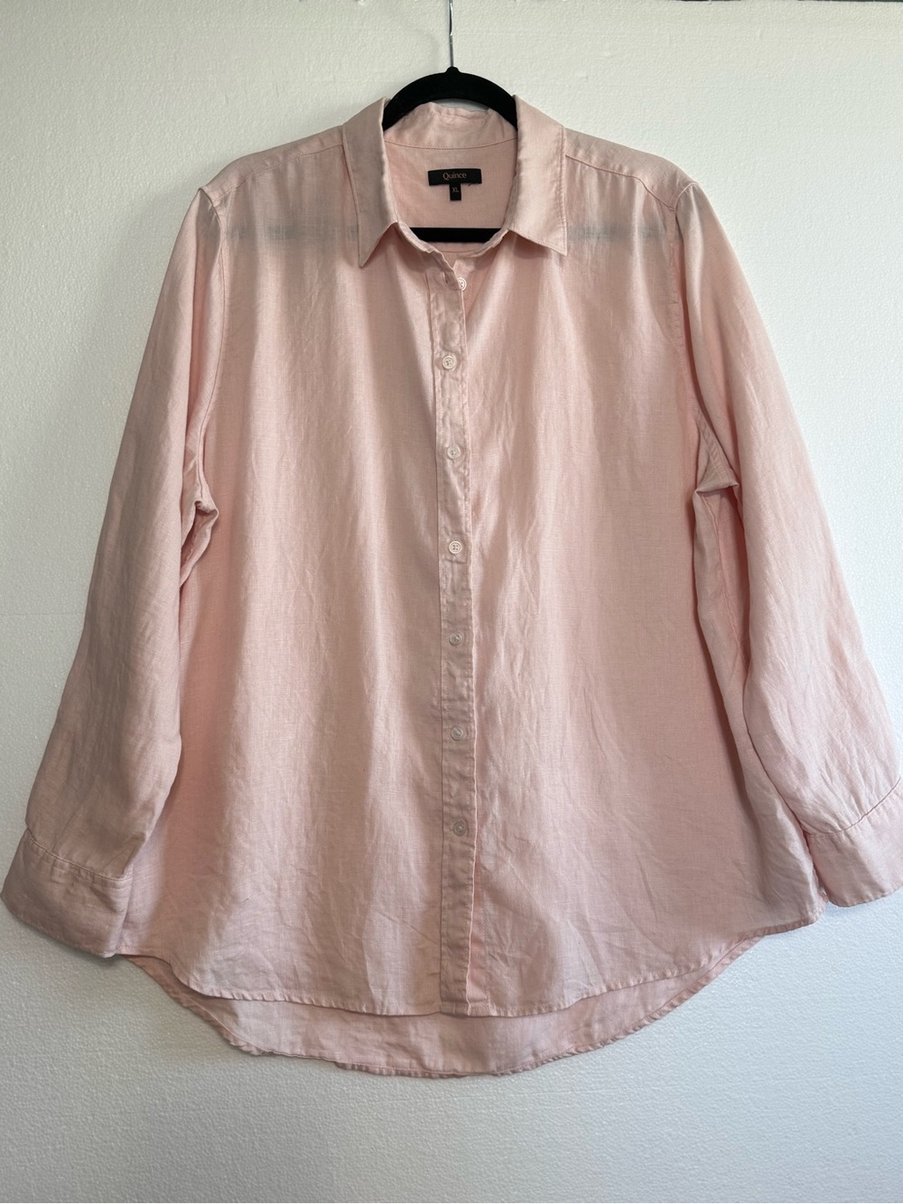Quince 100% European Linen Long Sleeve Shirt Pale Pink Button Up Size Women XL